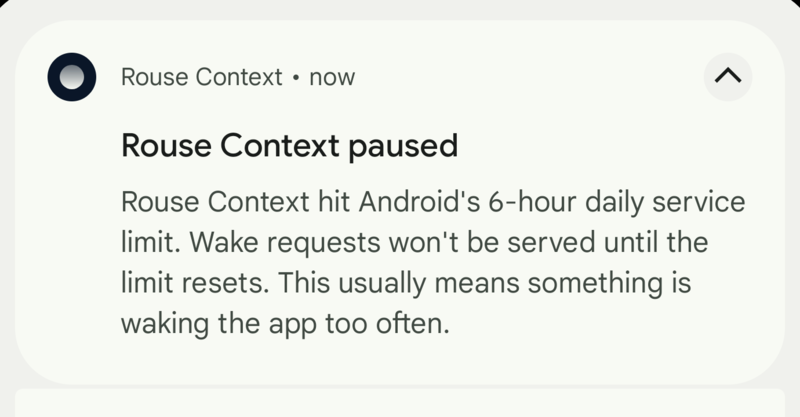 Foreground service limit notification