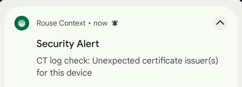 Security Alert notification — CT log