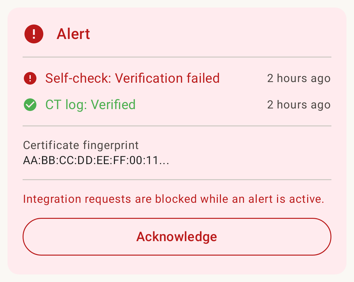 Trust status — self-check failed
