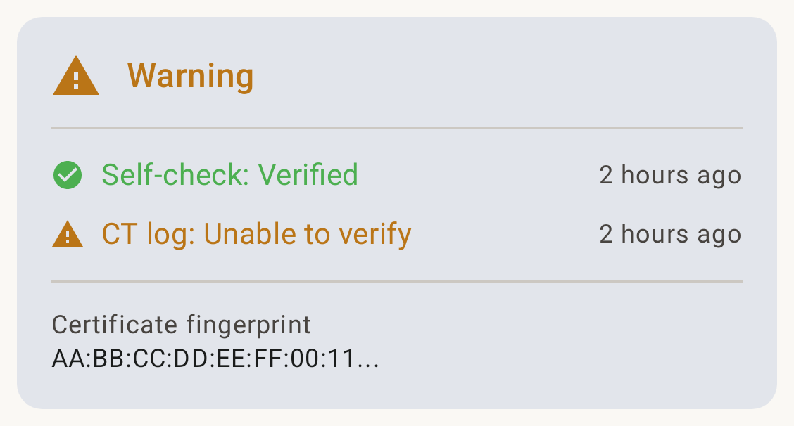 Trust status — warning state